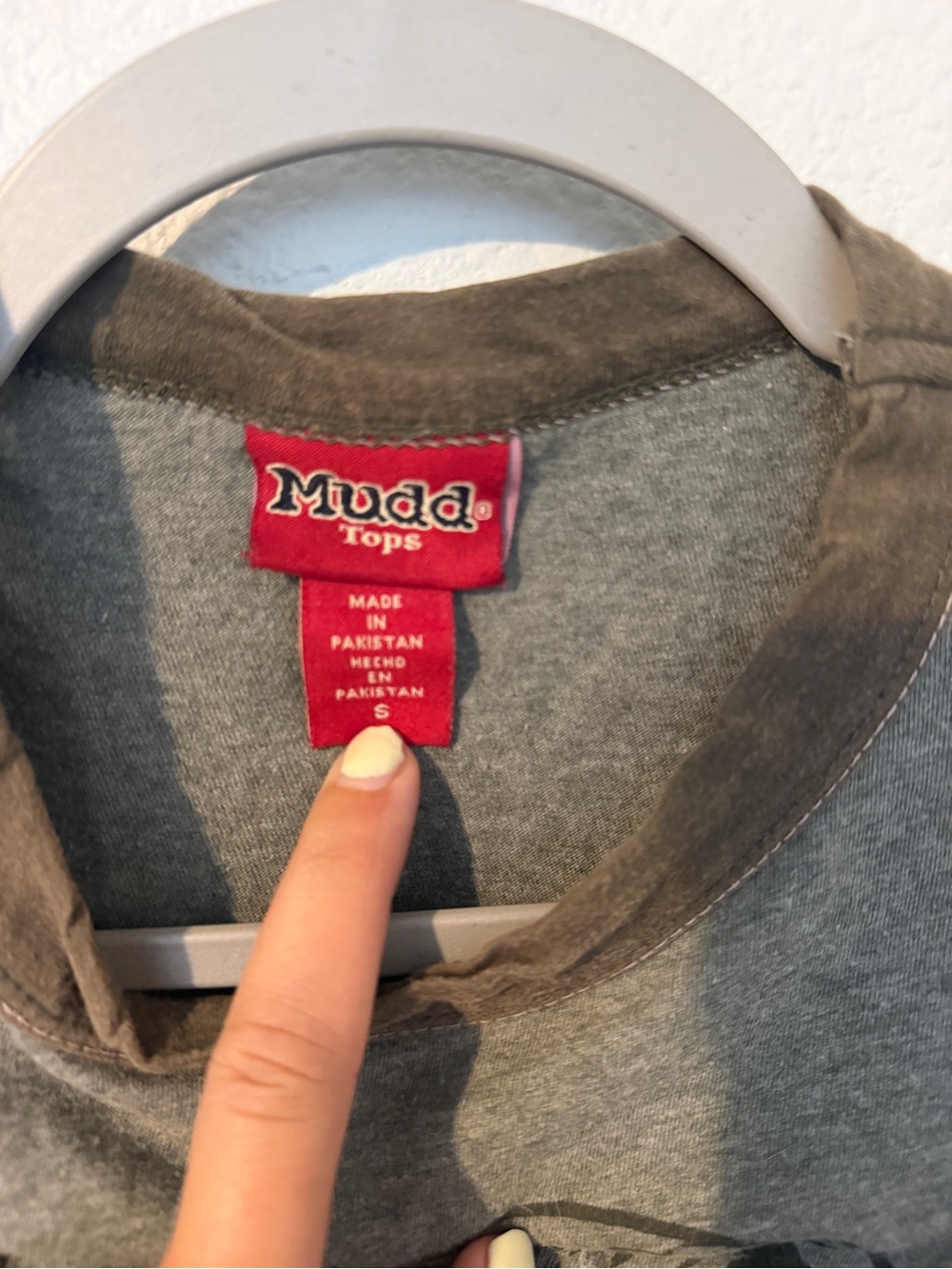 Mudd Olive Green Tee with Brown Trim and Camp Graphic - Picture 2 of 4